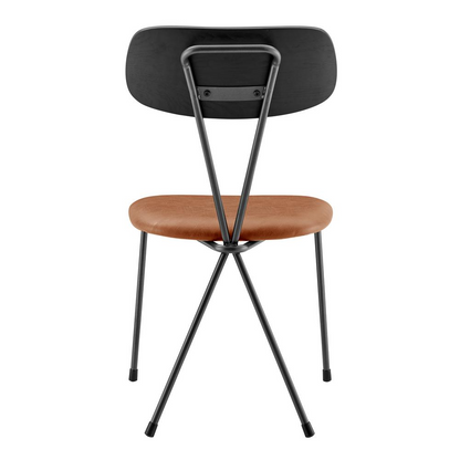 Set of four Start2Finish Elise PU dining side chairs with padded seats and sleek modern design for dining room furniture.
