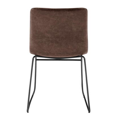 Pair of Start2Finish Bruce faux leather dining side chairs with sleek black upholstery and modern design, set of two.