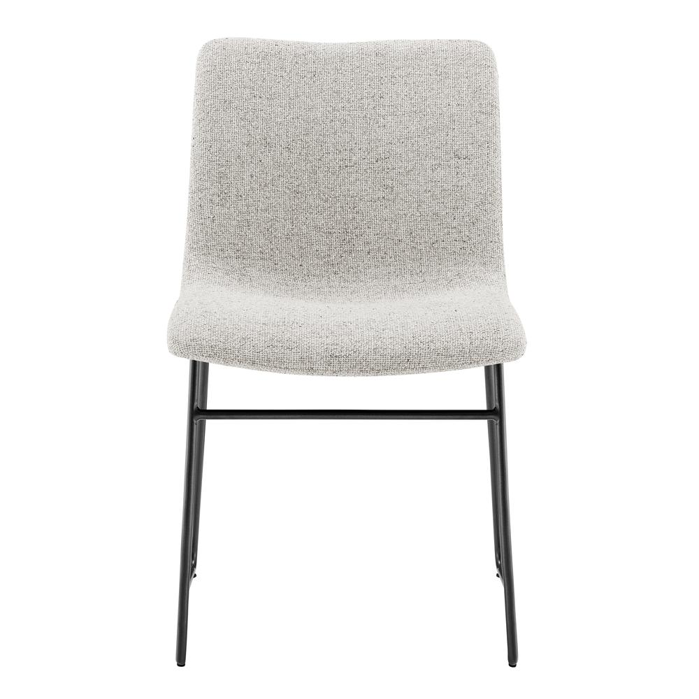 Set of two Bruce Chenille Dining Side Chairs by Start2Finish with plush upholstered seats and curved wooden legs.