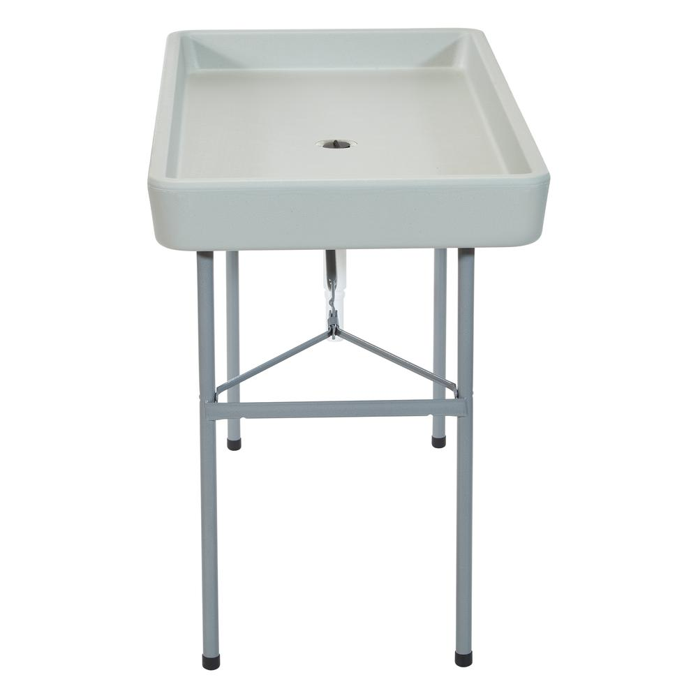 Start2Finish outdoor folding beverage ice cooler table with sturdy surface and compact design, perfect for outdoor gatherings.