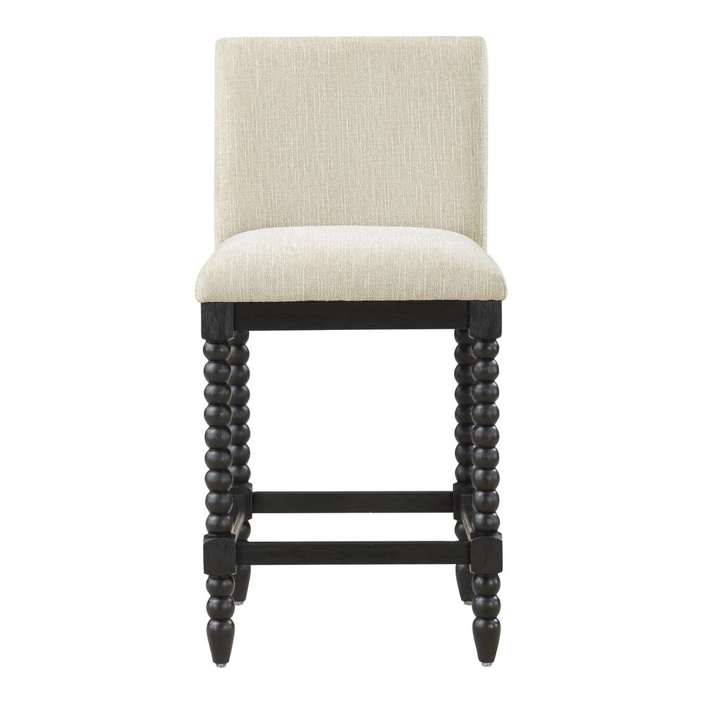 Start2Finish Eliza 26-inch spindle counter stool with wooden legs and round cushioned seat, ideal for kitchen or bar seating.