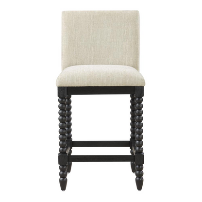 Start2Finish Eliza 26-inch spindle counter stool with wooden legs and round cushioned seat, ideal for kitchen or bar seating.
