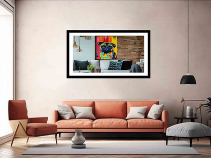 Framed print of a cute pug dog for home decor by Start2Finish, showcasing a detailed image of a pug in a stylish frame.