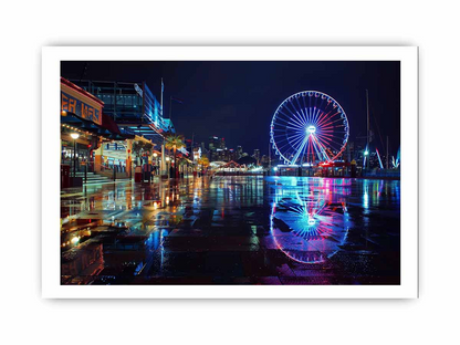 Start2Finish Darling Harbour night print, home decor artwork featuring a scenic cityscape at night in vibrant colors.