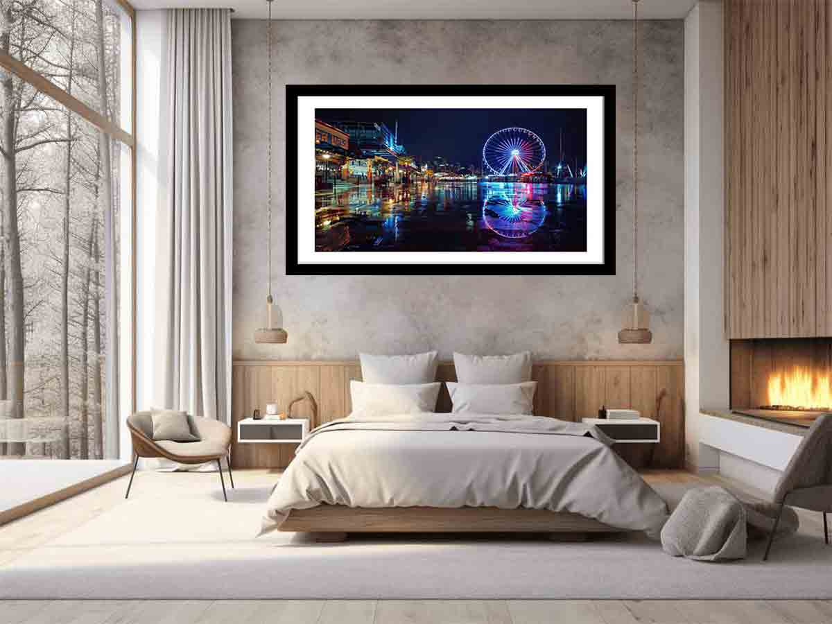 Start2Finish Darling Harbour Night print for home decor, featuring a scenic nighttime view of Darling Harbour.