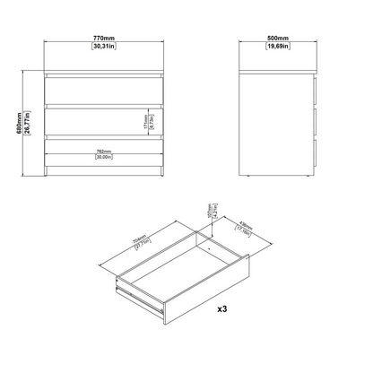 Jackson Hickory Scottsdale 3 Drawer Chest from Start2Finish featuring wood finish and three spacious drawers.