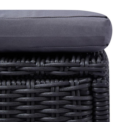 Black and dark gray PE rattan sunlounger with adjustable backrest, measuring 77.9 x 23.6 x 32.9 inches, by Start2Finish.