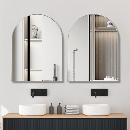 Large arched metal frame wall mirror by Start2Finish, ideal for bathroom vanity, bedroom, or entryway decor.