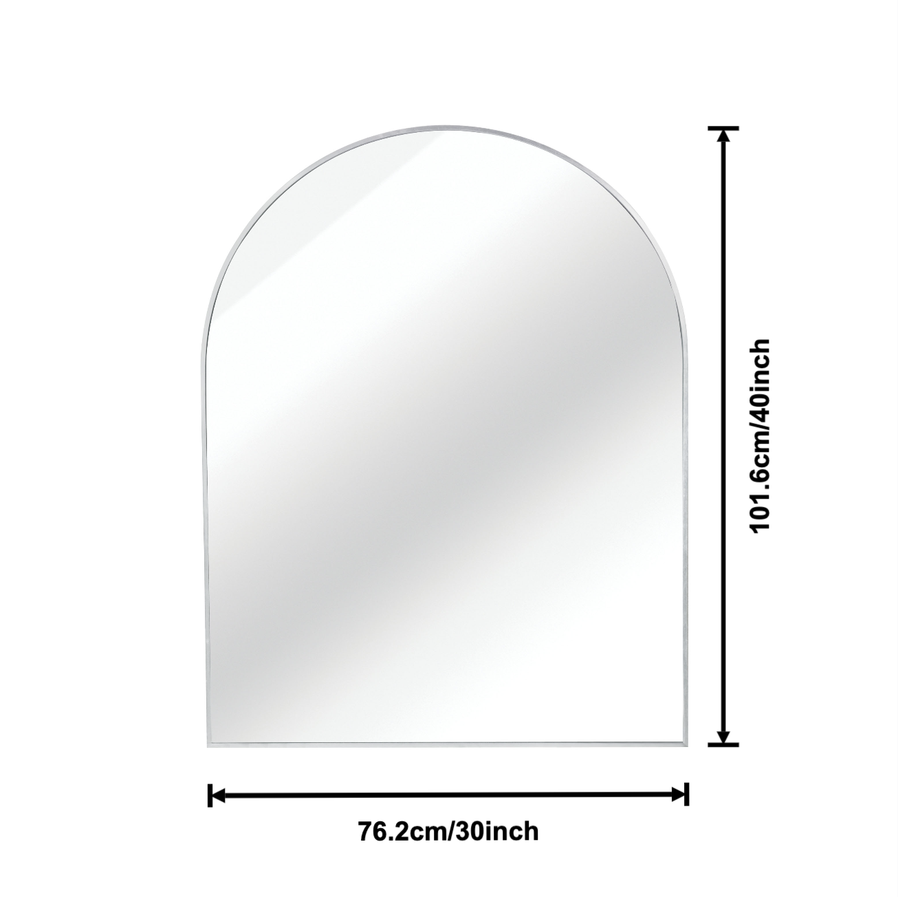 Large arched metal frame wall mirror by Start2Finish, suitable for bathroom, bedroom, or entryway decor.