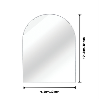 Large arched metal frame wall mirror by Start2Finish, suitable for bathroom, bedroom, or entryway decor.
