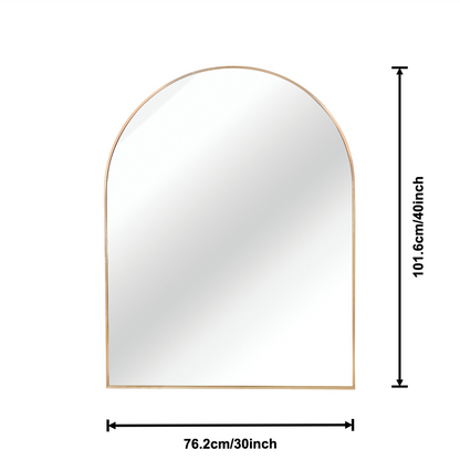 Large arched metal frame wall mirror by Start2Finish, suitable for bathroom, bedroom, or entryway decor.
