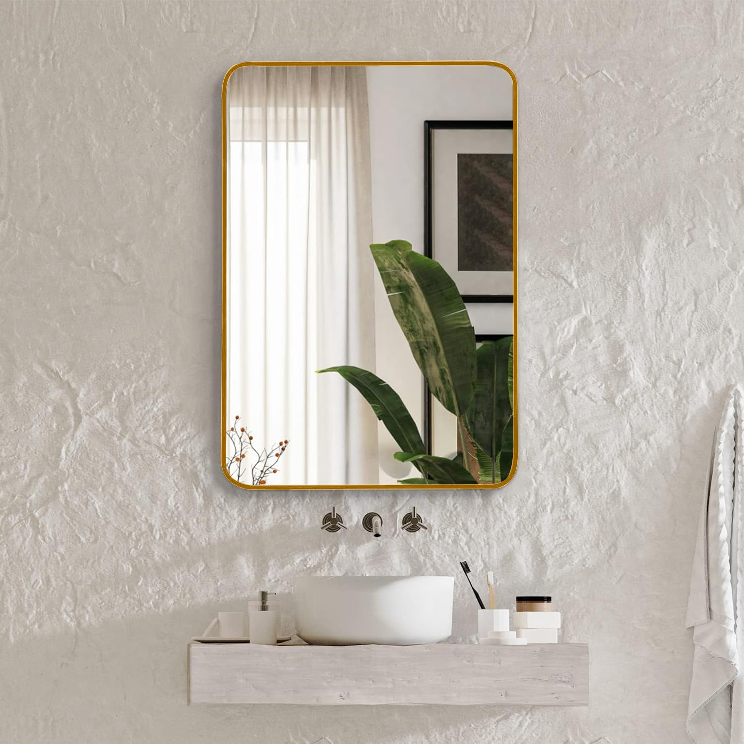 Start2Finish rectangular metal frame wall mirror with reflective glass, suitable for bathroom, bedroom, or entryway decor.