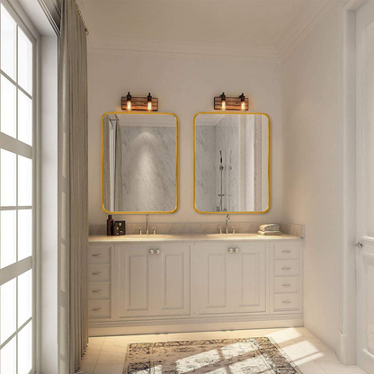 Rectangular metal frame wall mirror for bathroom, bedroom, or entryway decor, by Start2Finish with a sleek modern design