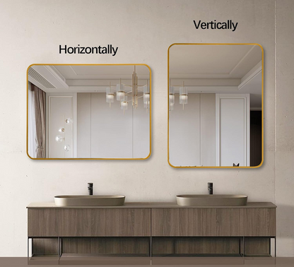 Rectangular metal frame wall mirror by Start2Finish, ideal for bathroom vanity, bedroom, or entryway decor with sleek design