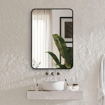 Rectangular metal frame wall mirror by Start2Finish, ideal for bathroom vanity, bedroom, or entryway decor.