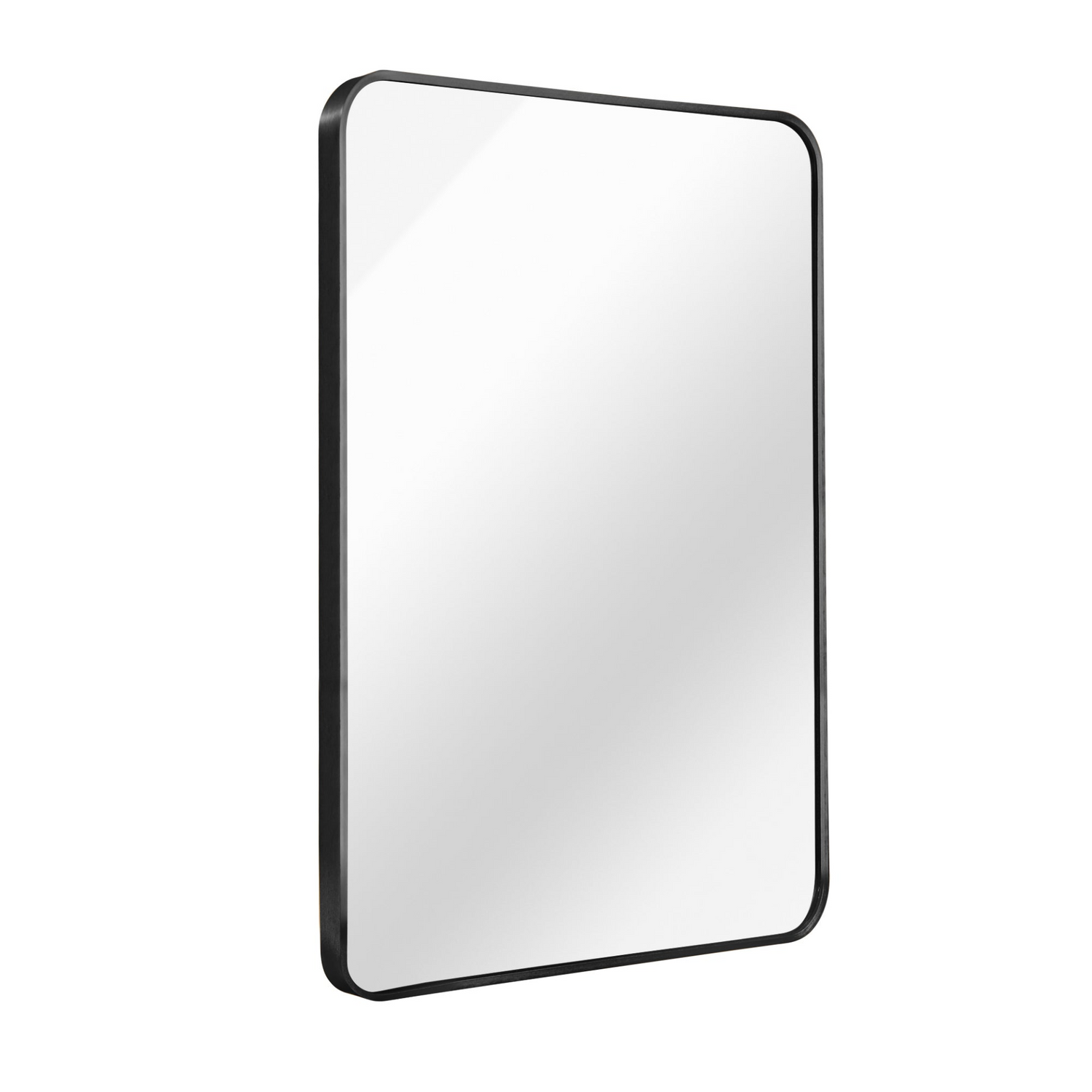 Rectangular metal frame wall mirror for bathroom, bedroom, or entryway decor, with sleek metal border and reflective glass surface.