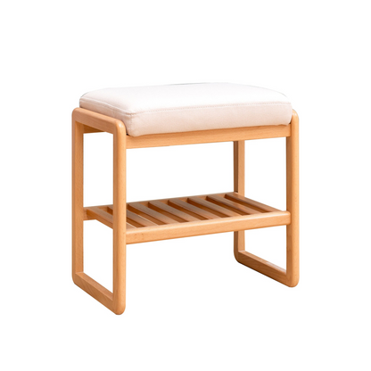 Solid wood shoe storage bench by Start2Finish with cushioned seat, ideal for entryway shoe organization and natural furniture decor.