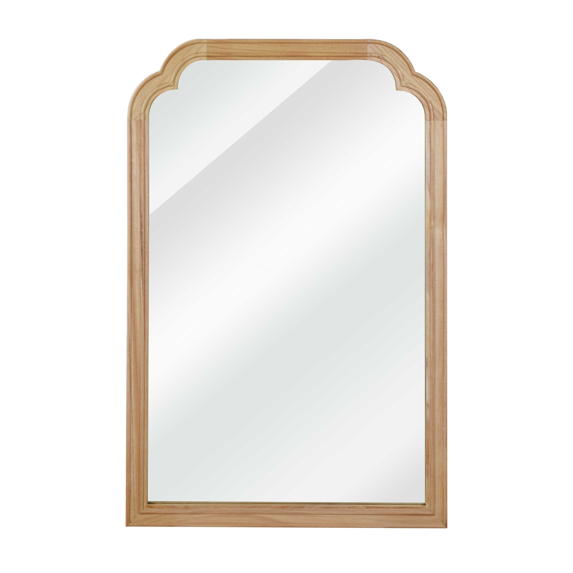 Start2Finish rounded corner solid wood wall mirror, ideal for bathroom, bedroom, entryway, or living room decor.