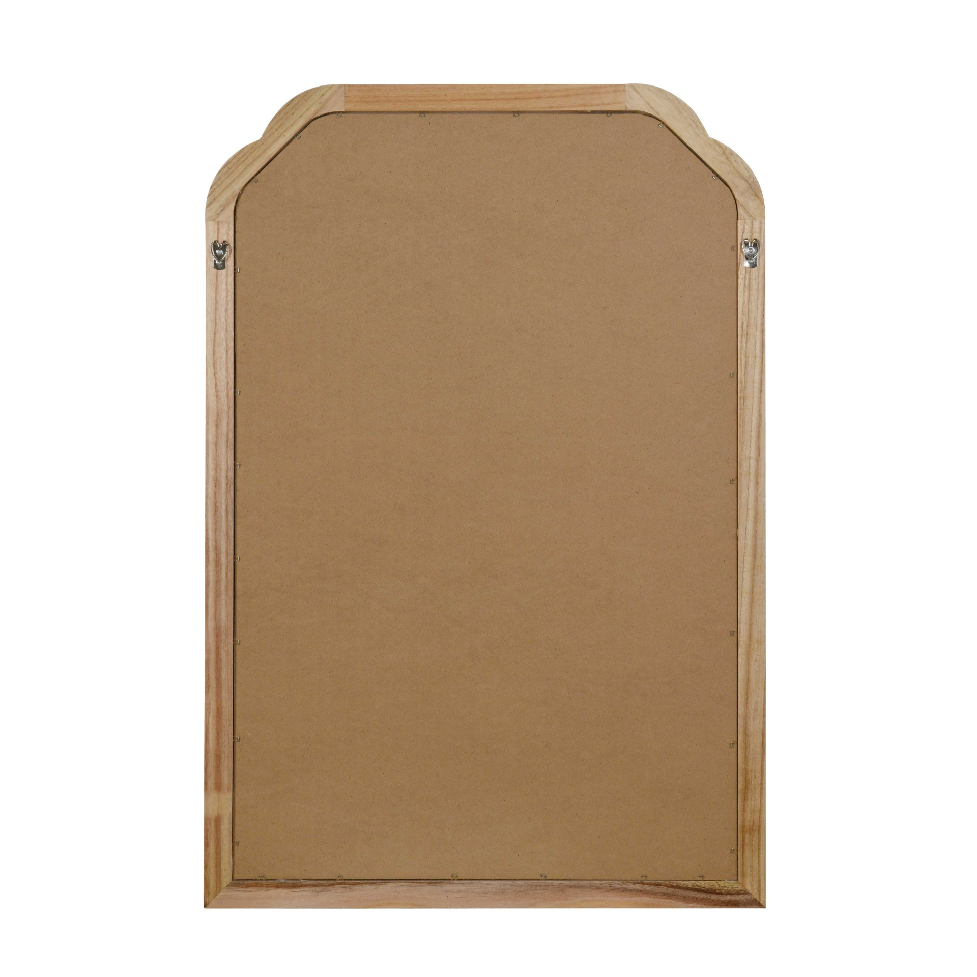 Start2Finish rounded corner solid wood wall mirror for bathroom, bedroom, or entryway, featuring a stylish, natural wood frame.