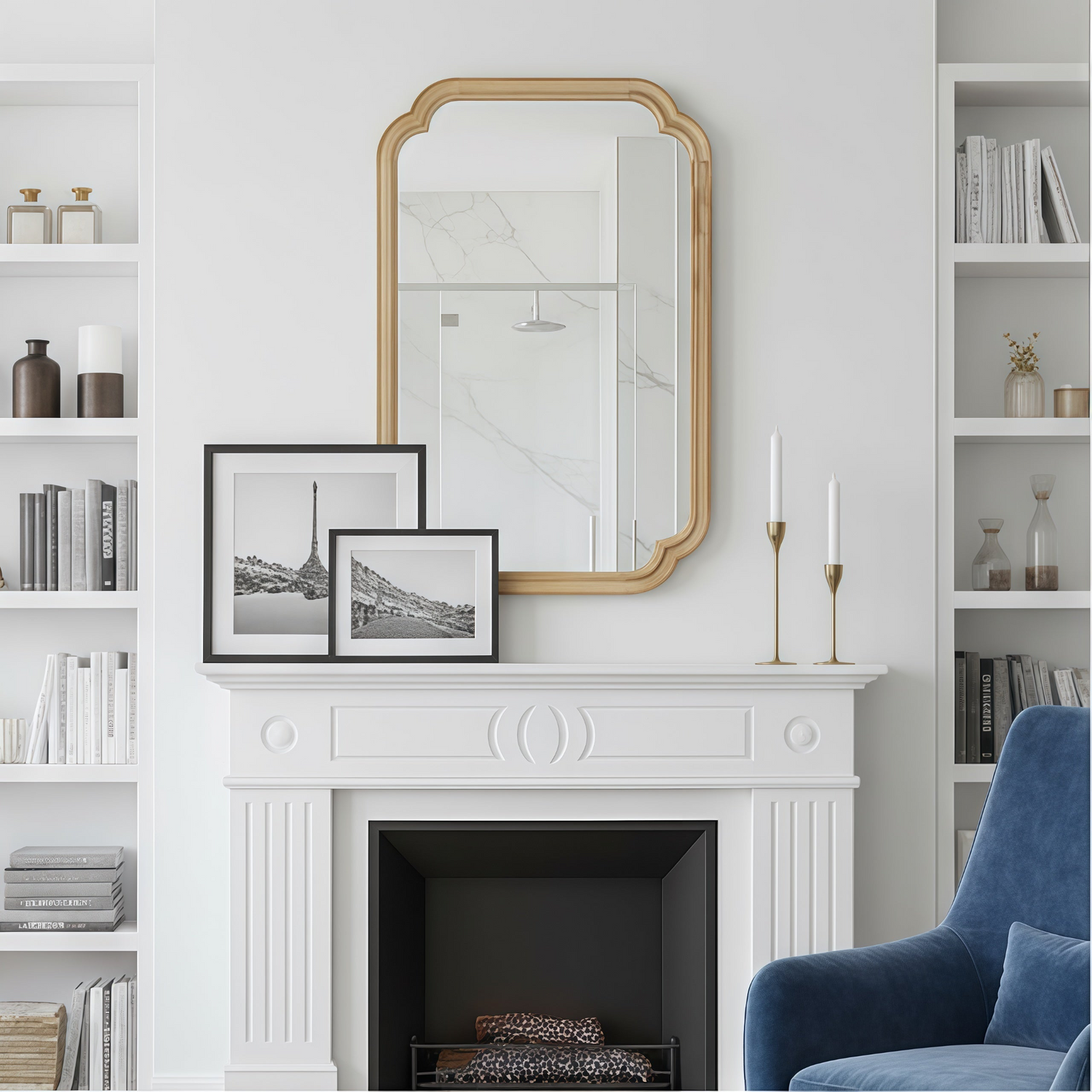 Start2Finish rounded corner solid wood wall mirror with natural finish, suitable for bathroom, bedroom, entryway, or living room decor.