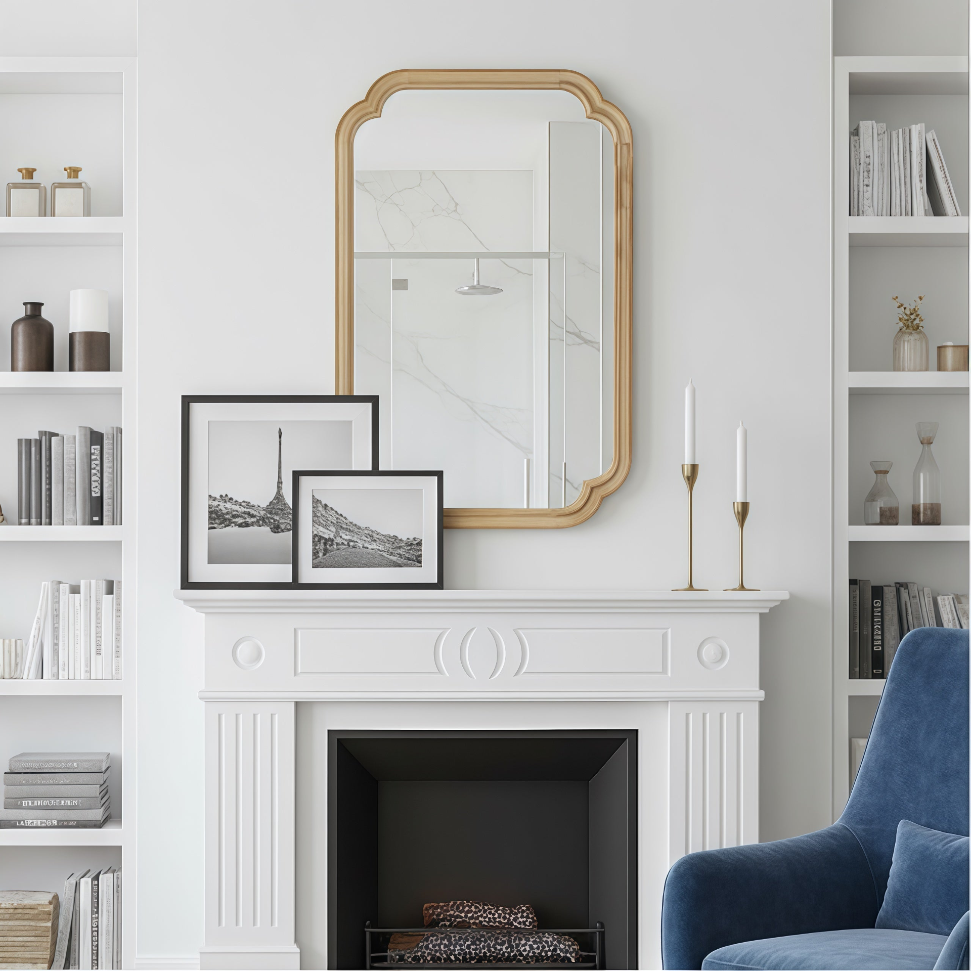 Start2Finish rounded corner solid wood wall mirror with natural finish, suitable for bathroom, bedroom, entryway, or living room decor.
