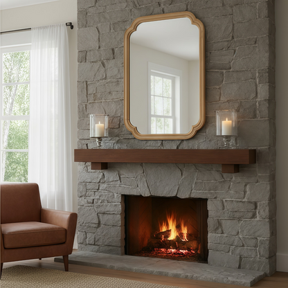 Start2Finish rounded corner solid wood wall mirror, ideal for bathroom, bedroom, entryway, or living room decor.