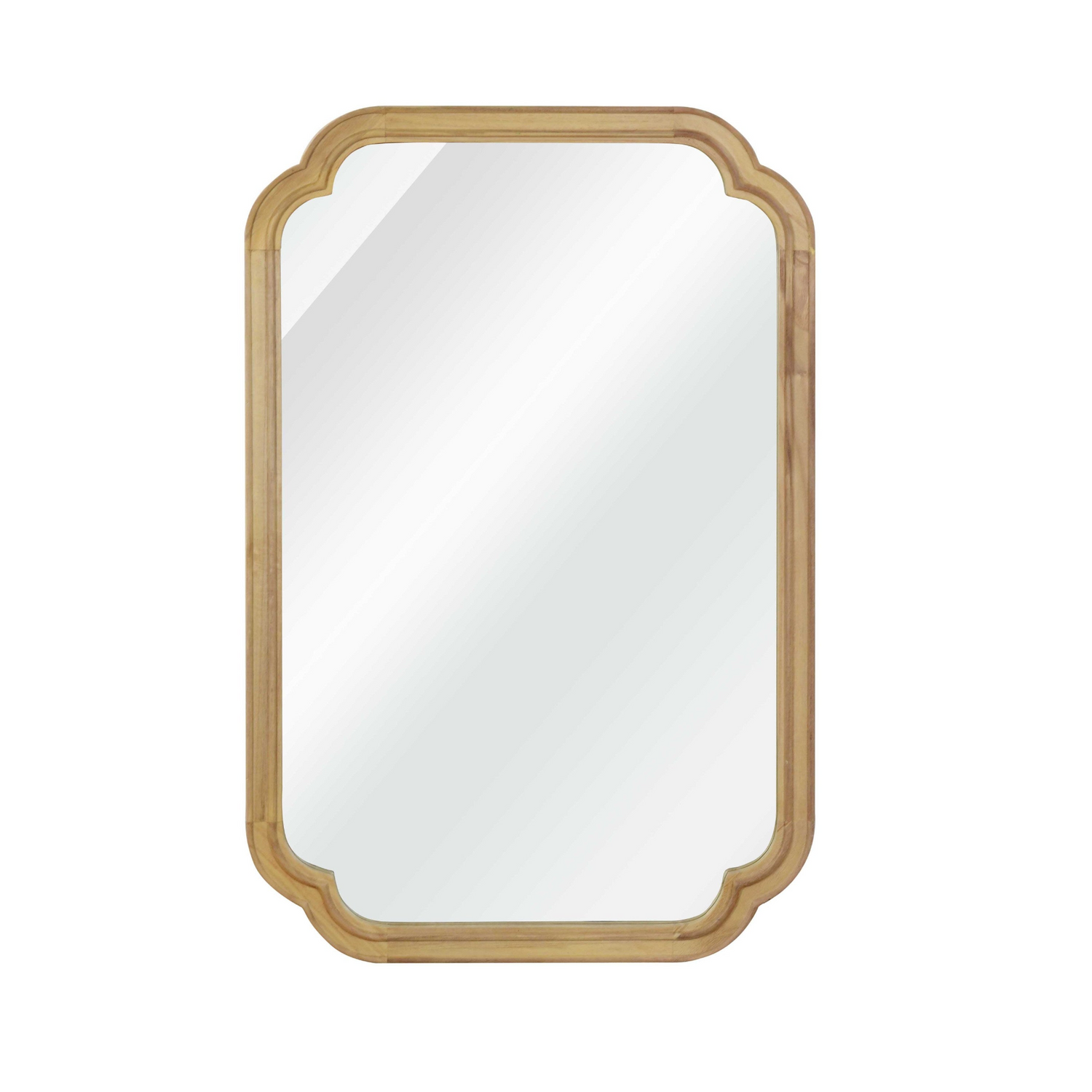 Start2Finish rounded corner solid wood wall mirror with a natural finish, suitable for bathroom, bedroom, entryway, or living room.