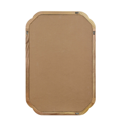 Start2Finish rounded corner solid wood wall mirror with a natural wood frame, suitable for bathroom, bedroom, or entryway decor.
