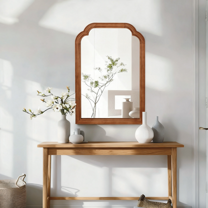 Start2Finish solid wood wall mirror with rounded corners, ideal for bathroom, bedroom, entryway, or living room decor.