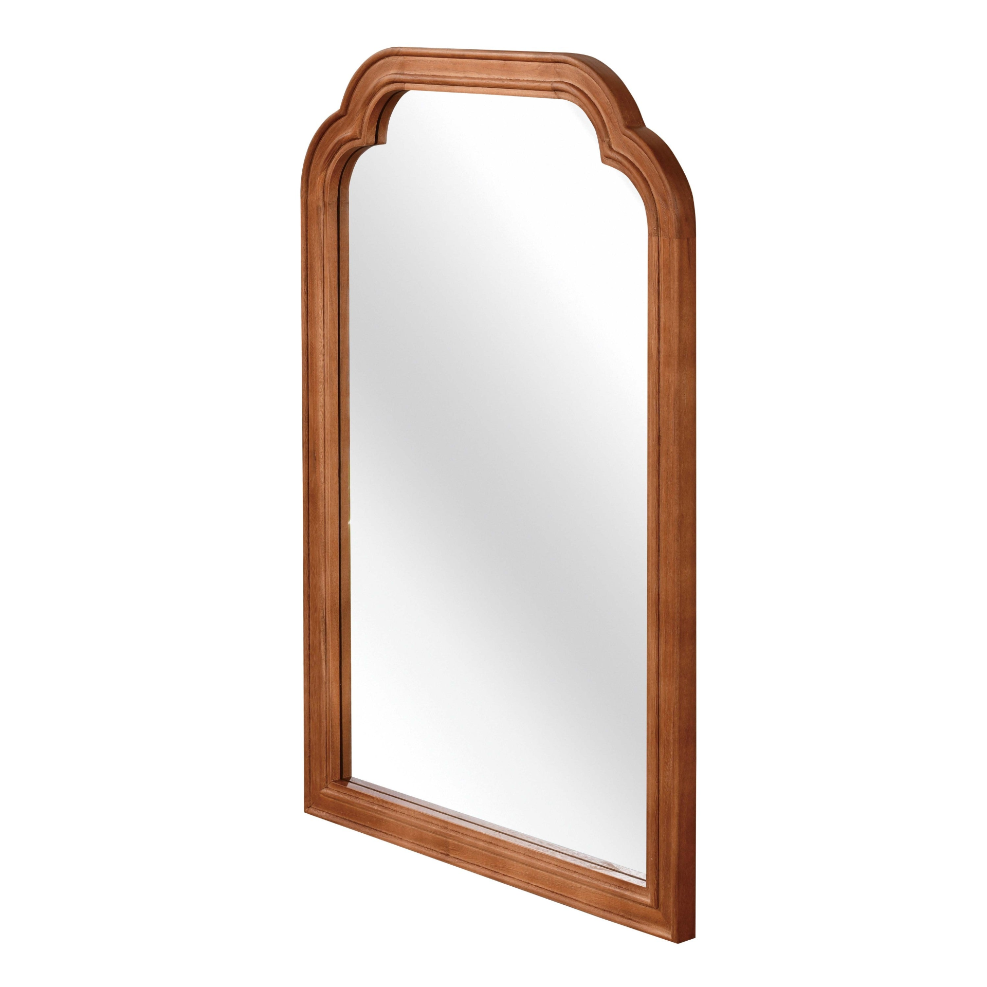 Start2Finish rounded corner solid wood wall mirror with a sleek frame, suitable for bathroom, bedroom, entryway, or living room decor.