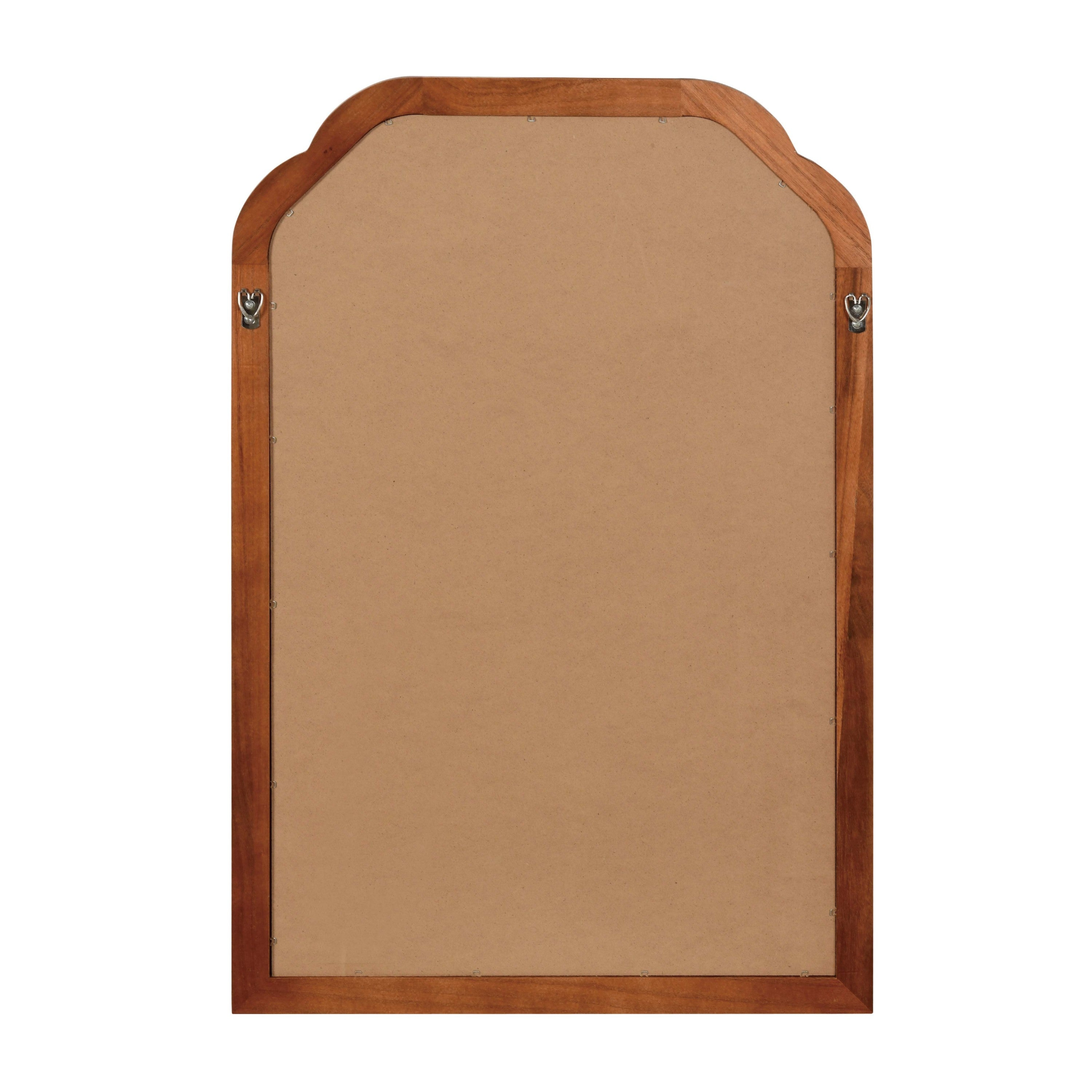Start2Finish rounded corner solid wood wall mirror with a natural wood frame, suitable for bathroom, bedroom, or entryway decor.