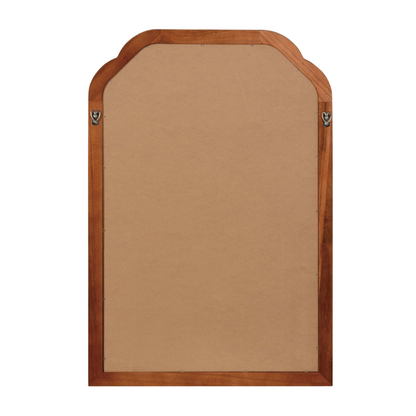 Start2Finish rounded corner solid wood wall mirror with a natural wood frame, suitable for bathroom, bedroom, or entryway decor.