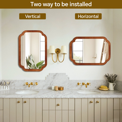 Start2Finish solid wood wall mirror with rounded corners, ideal for bathroom, bedroom, entryway, or living room decor.