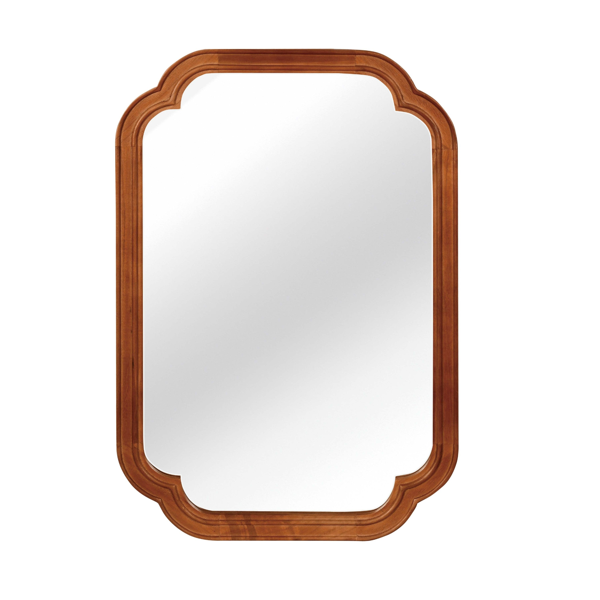 Start2Finish rounded corner solid wood wall mirror with a natural finish, suitable for bathroom, bedroom, or entryway décor.