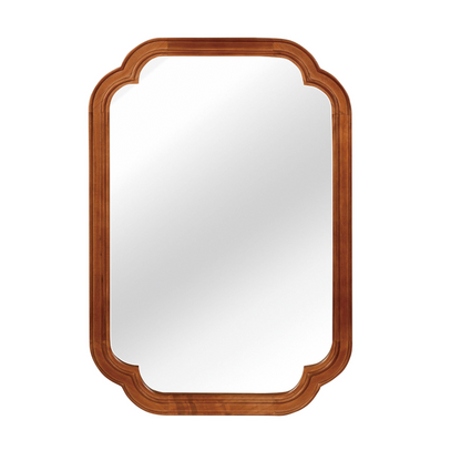 Start2Finish rounded corner solid wood wall mirror with a natural finish, suitable for bathroom, bedroom, or entryway décor.