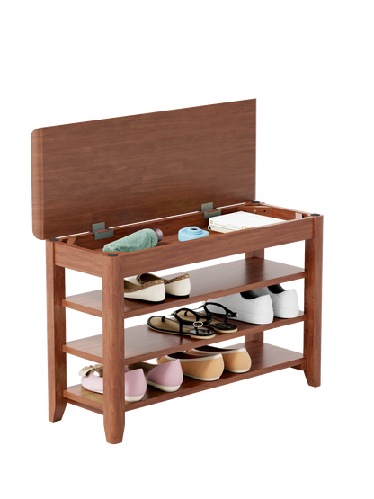 Full-length walnut wood home mirror with coat rack, storage, and adjustable sizes for bedroom, entryway, or dressing areas.