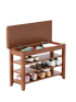 Full-length walnut wood home mirror with coat rack, storage, and adjustable sizes for bedroom, entryway, or dressing areas.