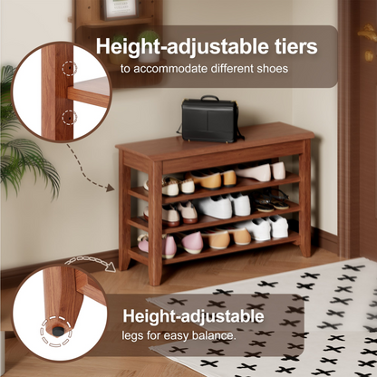 Full-length solid wood walnut home mirror with coat rack, adjustable sizes, ideal for bedroom, entryway, or dressing areas.