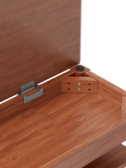 Start2Finish full-length wooden mirror with coat rack and storage, available in walnut finish, ideal for bedrooms and entryways.