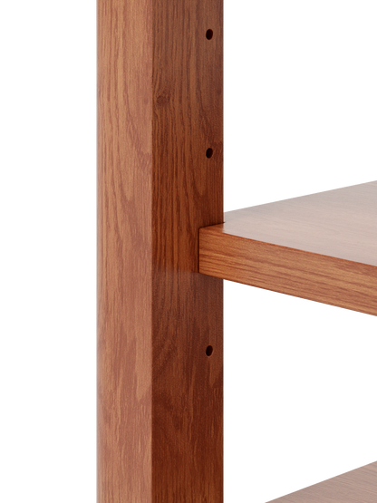 Solid walnut full-length mirror with coat rack and storage, adjustable height, ideal for bedroom, entryway, or dressing area.