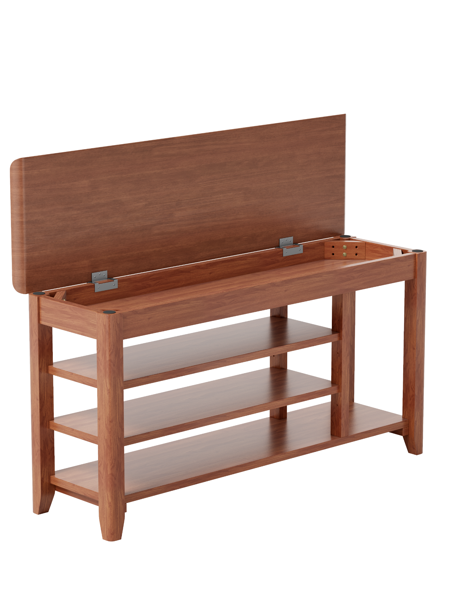Rotating full-length wooden mirror with coat rack and storage in walnut, available in 31.5 and 39.37 inches for bedroom or entryway.