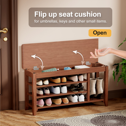 Start2Finish rotating full-length wood mirror with coat rack, walnut finish, adjustable sizes for bedroom or entryway.