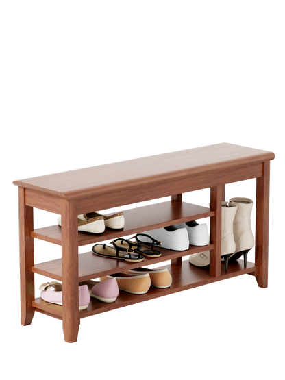 Full-length walnut home mirror with coat rack, adjustable sizes, wood storage, ideal for bedroom, entryway, or dressing area.