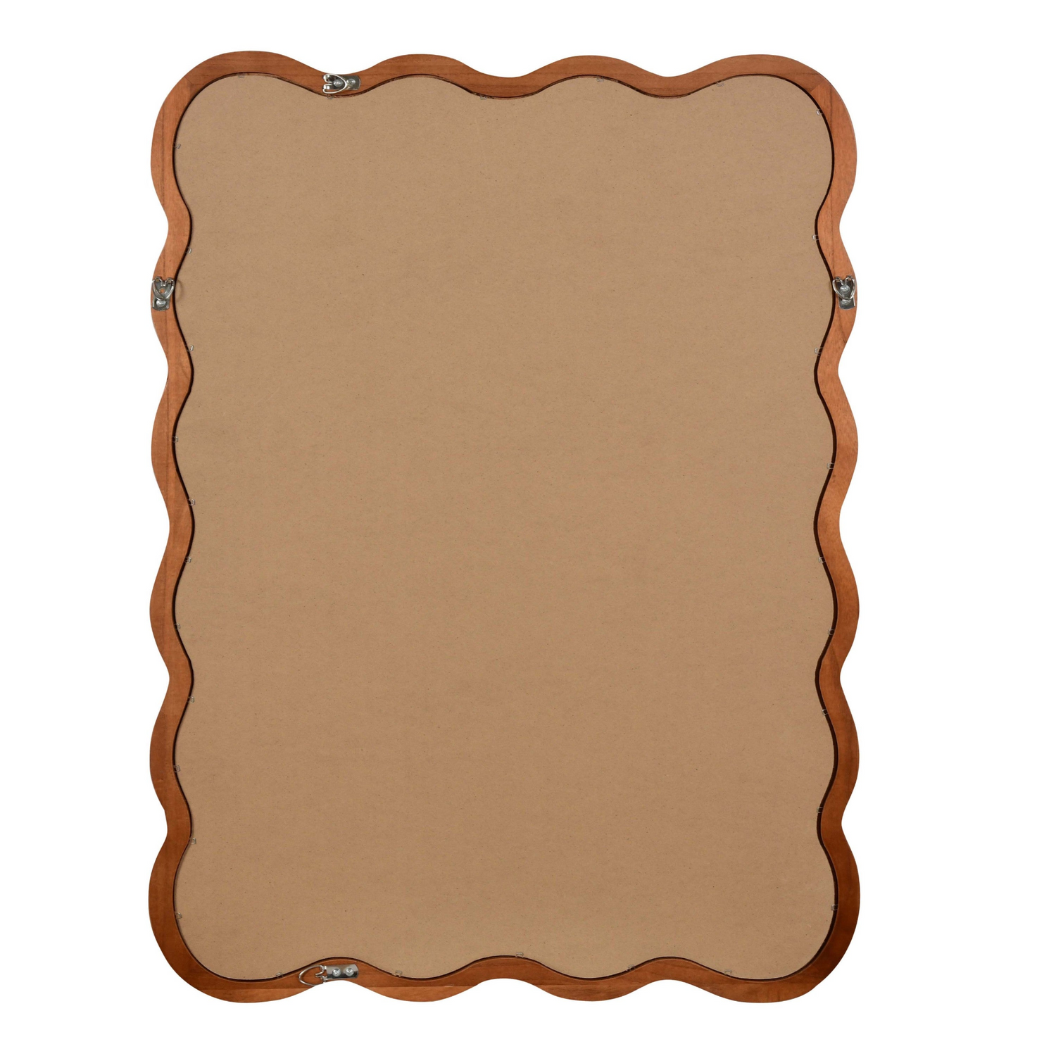 Wavy solid wood wall mirror with curved frame, ideal for bathroom, bedroom, or entryway decor, by Start2Finish.
