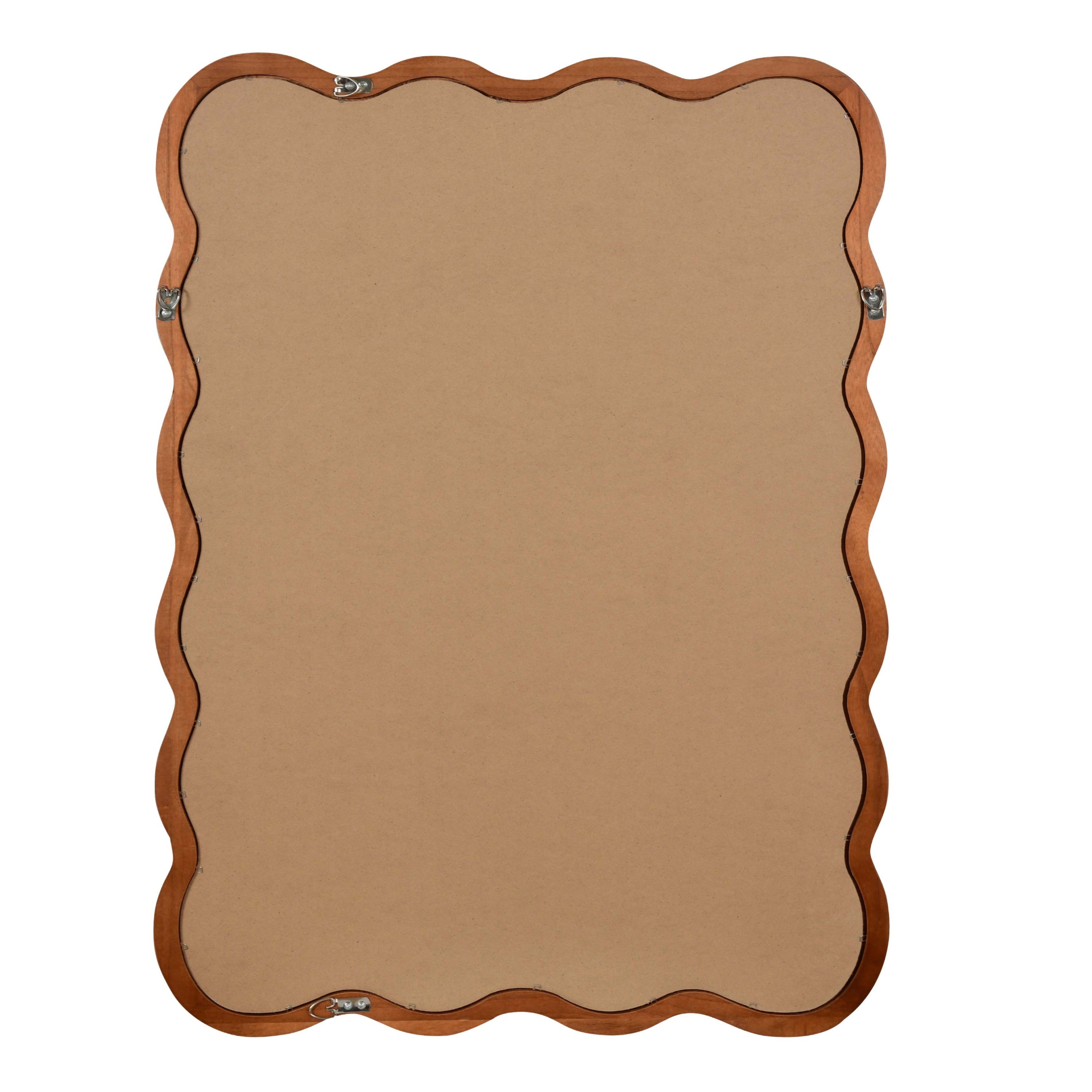 Wavy solid wood wall mirror with curved frame, ideal for bathroom, bedroom, or entryway decor, by Start2Finish.