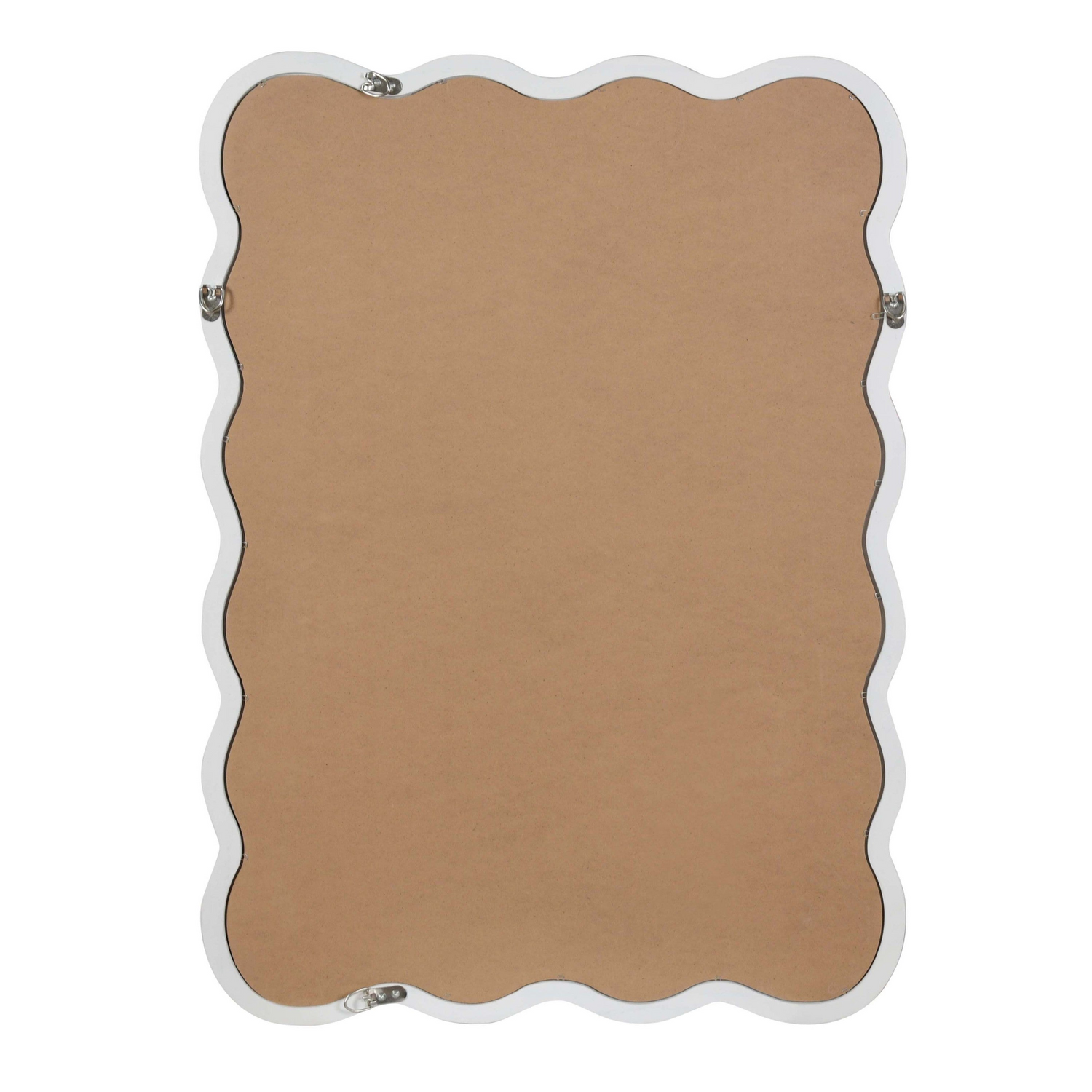 Wavy solid wood wall mirror with curved frame, suitable for bathroom, bedroom, or entryway decoration.