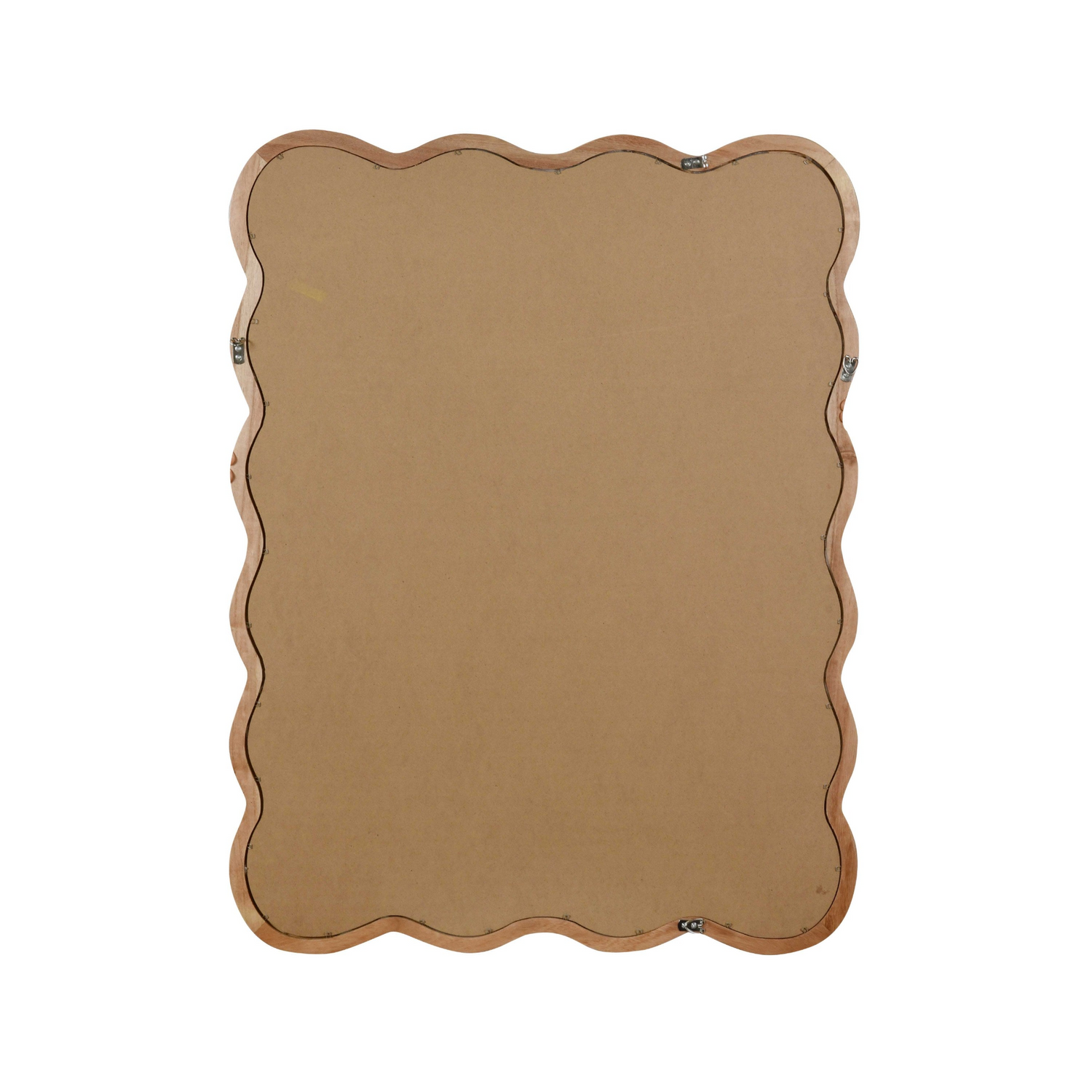 Wavy solid wood wall mirror with curved frame, suitable for bathroom, bedroom, or entryway decor, by Start2Finish.