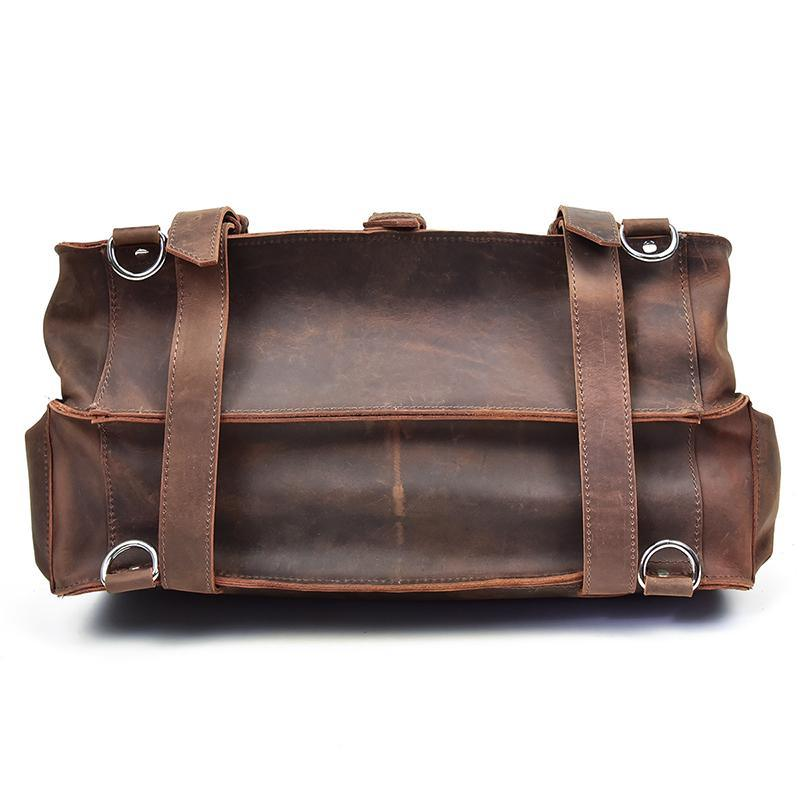 Large vintage leather Gustav Messenger Bag by Start2Finish with sturdy straps and spacious interior for accessories and everyday essentials.