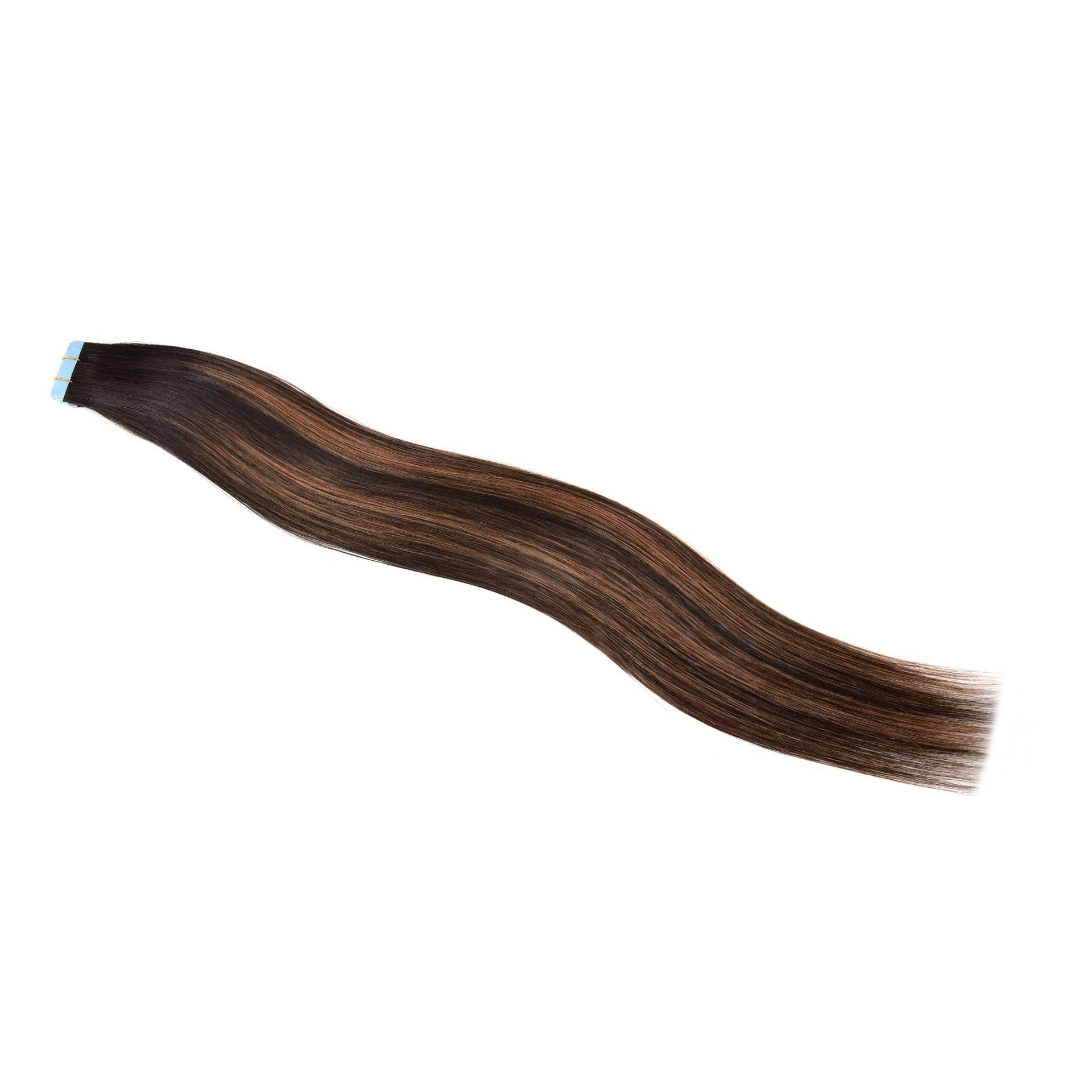 Carmine Juneberry LuxeWave traceless invisible real hair wig extension showcasing smooth, natural-looking hair in a close-up view.