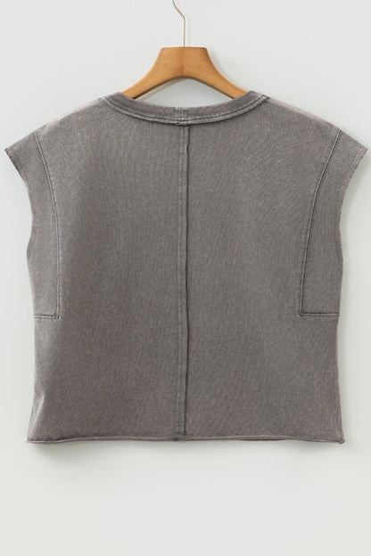 Byzantium Bay solid mineral wash boxy tank top, casual sleeveless shirt with a relaxed fit and textured fabric.